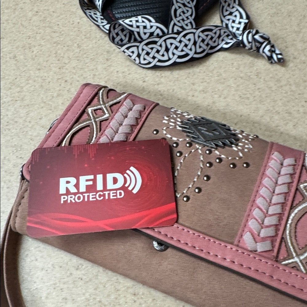 Montana West Pink and Brown Women's wristlet wallet RFID protected - Picture 14 of 16